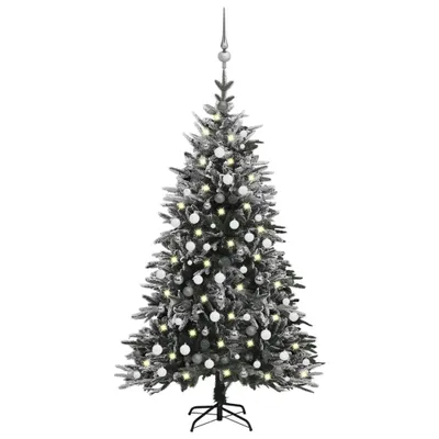 Image de vidaXL Arbre de Noël artificiel neige LEDs & boules 210 cm PVC & PE