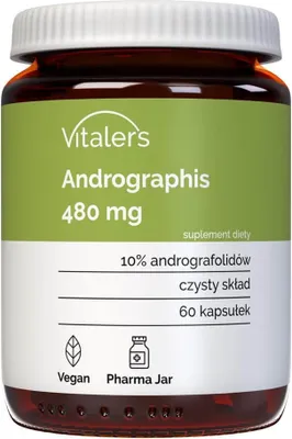 Immagine prodotto di Andrographis 480 mg di Vitaler - 60 capsule, vegano, integratore alimentare per 2 mesi, senza conservanti, composizione pura