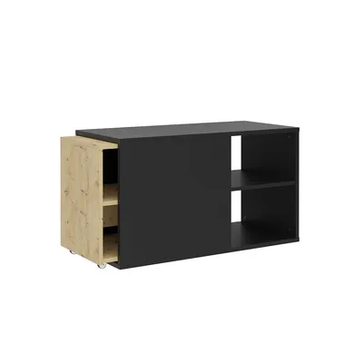 Produktbild von FMD TV-Schrank mit 2 Fächern 133,5x39,9x49,2 cm Schwarz Artisan-Eiche