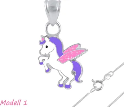 Produktbild von Einhorn Kette Silber 925: Kinderschmuck Anhänger Modell 1 mit Kette