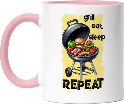 Produktbild von Grill Eat Sleep Repeat BBQ Grillen lustiges Grill Humor Tasse Rosa