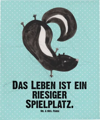Produktbild von Mr. & Mrs. Panda Babydecke Stinktier Handstand - Türkis Pastell - Geschenk, Raubtier, Erstlingsdecke, Kinderwagendecke, Fleecedecke, Schlummerdecke, Stinki, Spielplatz