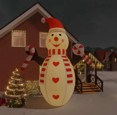 Image de The Living Store Bonhomme de neige gonflable avec LED, 630 cm