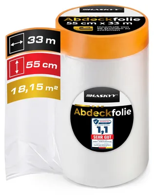 Produktbild von Abdeckfolie Malerfolie Baufolie 55cm x 33m 7,5m² Abdeckband Goldband Masker Tape