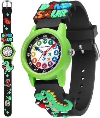 Imagen del producto de Reloj de pulsera analógico para niños, con movimiento de cuarzo, resistente al agua. Reloj para niños y niñas con correa de goma ajustable, resistente, ligero y fácil de leer, ideal para niños de 3 a 12 años