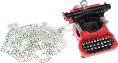 Produktbild von Schreibmaschine Kette Miniblings Halskette 80cm Schriftsteller Schreiben Autor rot