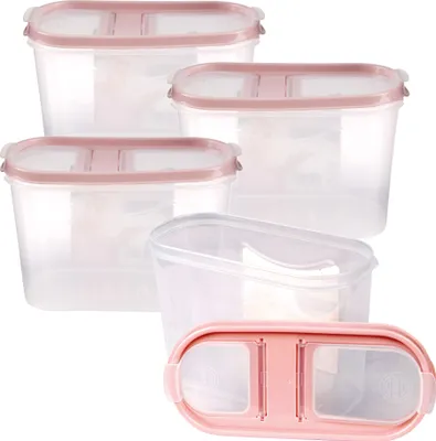 Immagine prodotto di Barattoli con coperchio da 1,4 litri (confezione da 4 / rosa antico), contenitore ermetico per alimenti sfusi senza BPA, set di contenitori per alimenti - barattoli per alimenti con coperchio a cerniera