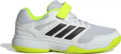 Produktbild von adidas Speedcourt Velcro Indoorschuhe Kinder weiß/schwarz/gelb 51/2 (38 2/3 EU)