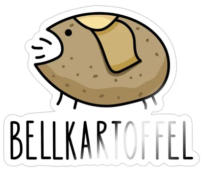 Produktbild von Spreadshirt Bellkartoffel Comic Wortspiel Sticker Aufkleber, 10 x 10 cm, Weiß glänzend