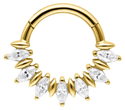 Produktbild von Wildcat Piercingringe - Marquise Sunburst Septum Clicker aus Titan Grad 23, Körperstelle: Ohr, Nase, Lippe, Bauchnabel, 8,0mm, Gold