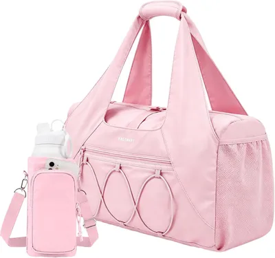 Image de Sac de sport, sac de voyage léger pour le week-end (20-35 litres), en tissu Oxford, avec compartiment à chaussures et compartiment pour les vêtements humides, couleur rose, pour le fitness