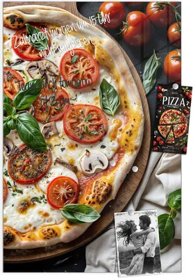 Produktbild von Magnettafel 40x60cm Pinnwand Whiteboard beschreibbar - Pizza mit Tomaten