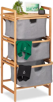 Produktbild von Bambusový triedič bielizne s 3 priehradkami RD6498, sivá