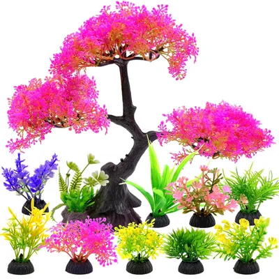 Immagine prodotto di Set di 10 piante artificiali per acquari, decorazioni colorate