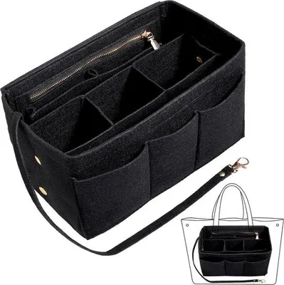 Immagine prodotto di Organizer da borsa in tessuto nero con cerniera