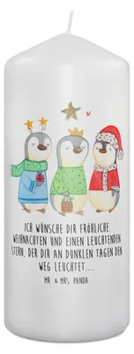 Produktbild von Mr. & Mrs. Panda Kerze Winterzeit Heilige drei Könige 19 x 8 cm - Weiß - Geschenk, Weihnachtsmann, Winter, Heiligabend, Weihnachten, Weihnachtszeit, Blockkerze, Bedruckte