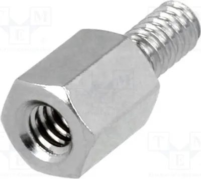 Immagine prodotto di 10 distanziatori filettati in ottone, filettatura interna: 6 mm, nichelato. Codice: 2100X06/6. Distanziatore