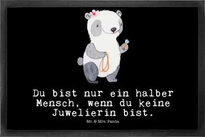 Produktbild von Mr. & Mrs. Panda Fussmatte Juwelierin Herz 50 x 75 cm - Schwarz - Geschenk, Türmatte, Abtreter, Witzig, Schmuckgeschäft, Schmutzfangmatte, Lustig, fußmatte, Spruch