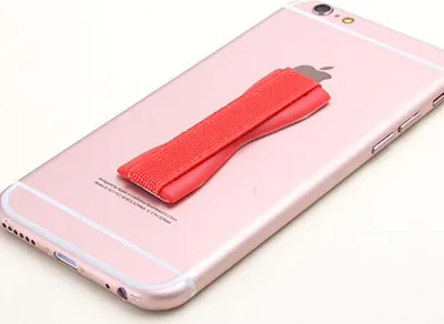 Produktbild von CLM-Tech Fingerhalterung Handy - Einhandbedienung Handy Halterung Band - Handygriff Fingerhalter Handy Selbstklebend - Handyfingerhaltung Smartphone Fingerhalter in Rot