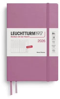Zdjęcie produktu dla LEUCHTTURM1917, planer tygodniowy, format B6+, okładka miękka, rok 2026, kolor: pudrowy róż, język: angielski
