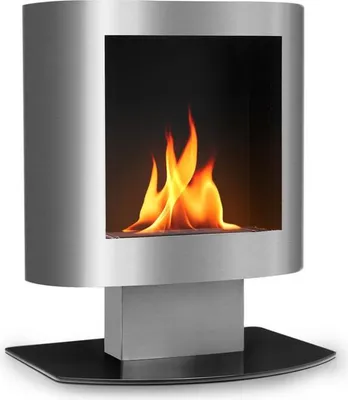 Obrázok produktu pre OneConcept Phantasma Tower Etanolový krb - vnútorný etanolový krb, bez zápachu, horí bez zvyškov, objem 600 ml na 4 hodiny prevádzky, integrovaná hasiaca pomôcka, šedo-strieborná