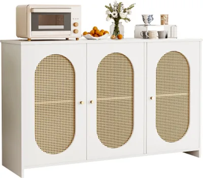 Produktbild von Moderner Sideboard mit 3 Türen, großem Stauraum, Metallgriffen, Akzentmöbel für Esszimmer, Wohnzimmer und Küche