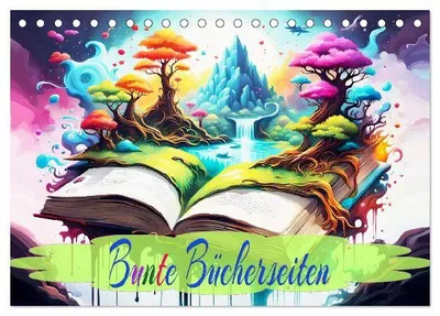 Produktbild von Bunte Bücherseiten (Tischkalender 2026 DIN A5 quer), CALVENDO Monatskalender