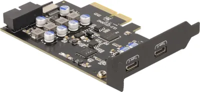 Produktbild von DeLOCK PCIe x4 zu 2x USB C + 1 x intern USB 10 Gbps Typ-E Key A + 19