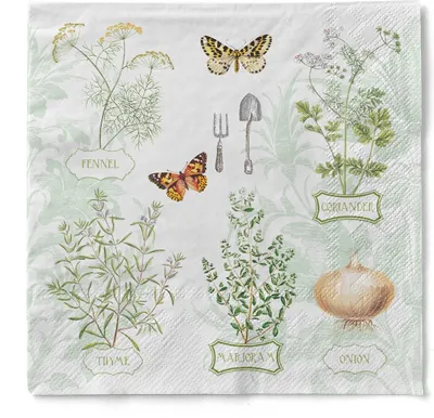 Produktbild von Serviette Fresh Herbs aus Tissue 33 x 33 cm, 100 Stück - Kräuter Gartenkräuter