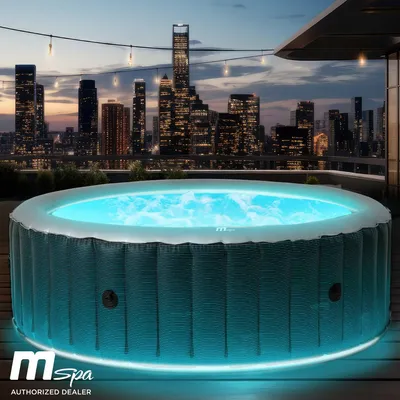Produktbild von BRAST Whirlpool aufblasbar MSpa Starry mit LED Beleuchtung für 6 Personen Ø204x70cm In- Outdoor Pool 138 Massagedüsen Energiespar-Timer Heizung Bubble Wellness Massage