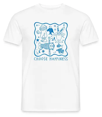 Produktbild von Spreadshirt Janosch Choose Happiness Ausmalmotiv Männer T-Shirt, XL, Weiß