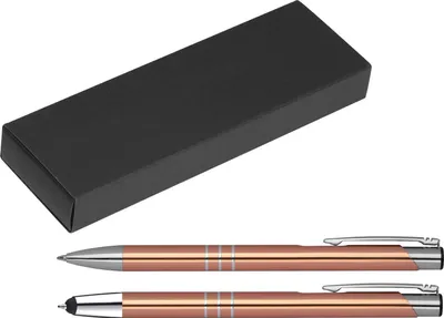 Produktbild von Metall Schreibset / Touchpen Kugelschreiber + Kugelschreiber / Farbe: roségold