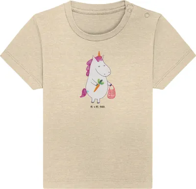 Produktbild von Mr. & Mrs. Panda  T-Shirt Einhorn Gemüse 6. - 12. Monat - Natural Raw - Geschenk, Unicorn, Wochenmarkt, Babyshirt, Kinder Oberteil, Biomarkt, Baby Jerseyshirt, Organic