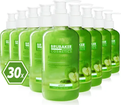 Produktbild von BRUBAKER Cosmetics Handwaschlotion Flüssigseife im praktischen Spender - reinigt sanft und spendet Feuchtigkeit, Apfel, 30er Pack (30 x 240 ml)