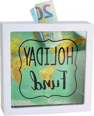 Produktbild von 144315 Spardose Urlaubskasse weiß 15 cm - Out of the blue Reise-Spardose