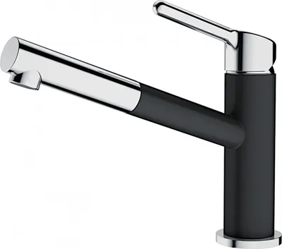 A studio shot of a kitchen faucet.