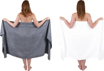 Produktbild von Betz 2-tlg. Set XXL Badetuch 100 x 200 cm DRESDEN Badetücher Saunatuch 100% Baumwolle  Farbe anthrazit und weiss