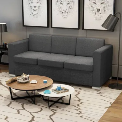 Produktbild von The Living Store 3-Sitzer Sofa Stoff Dunkelgrau