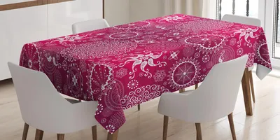 Zdjęcie produktu dla ABAKUHAUS fioletowy obrus Mandala, stylizowany czeski wzór Vintage Flower i anatolijski turecki wzór, 140 x 170 cm, magenta biały