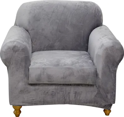 Produktbild von Samt Sofabezug & Kissenbezug Kit, Sofa Überzug Sitzkissenbezug Hussen Sofaschoner Sofasitzbezug, (2 Stück, Sofabezug*1+Kissenbezug*1, Grau)