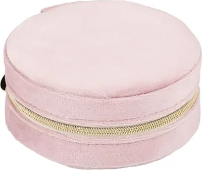Produktbild von VELVET SCHMUCKBOX rund für Ringe Ohrringe Halskette Schmuckkasten Schmuckkästchen Organizer Schmuck Etui Box 40 (Rosa-Rund)