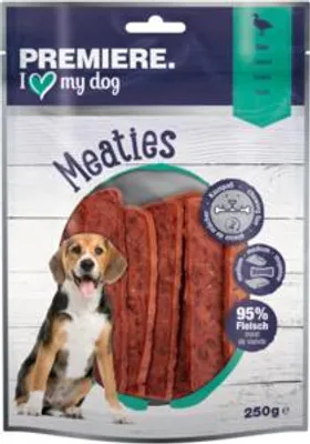 Produktbild von Premiere Meaties Hundesnack aus 100% Enten-Muskelfleisch, 5x250g Vorteilspack