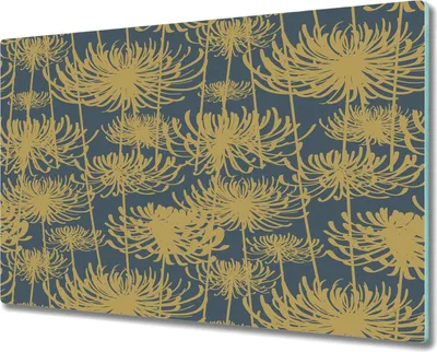 Produktbild von Glas-Herdabdeckplatte Glaskeramikfeldabdeckung Spritzschutz - 80x52 cm - Blumen golden grau