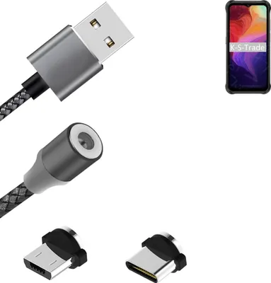 Produktbild von K-S-Trade Hochwertiges Magnet-Lade-kabel Sync-Kabel Daten-Kabel für Ulefone Power Armor 14 Pro mit USB-Typ-C-Anschluss und Micro-USB-Anschluss 2A bis