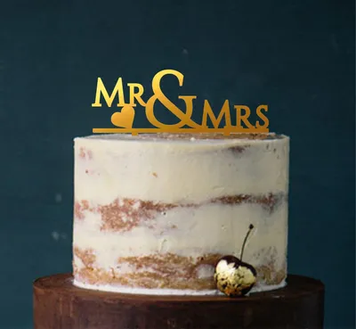 Cake Topper Mr & Mrs, Acryl, gold verspiegelt, 16 cm