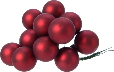 Produktbild von Weihnachtskugeln am Draht 2,5cm Glas 12 Stück - Ochsenblut matt