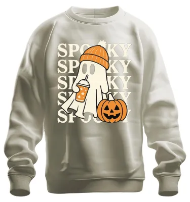 Obrázok produktu pre Halloween strašidelný duch tekvica čiapka jeseň roztomilý retro Uni mikina pulóver, príroda, XXL