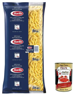 Produktbild von Pasta Mezze Penne rigate Ristorante Nr. 70 italienisch Nudeln 5kg pack + Italian Gourmet polpa