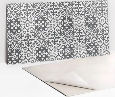 Obrázek produktu pro Ochranný Panel PVC - Samolepicí Vinylové Dlaždice na Stěnu - 100 x 50 - Šedé dlaždice s portugalským motivem