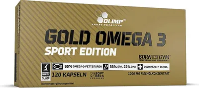 Obrázok produktu pre Olimp Nutrition Gold Omega-3 Sport Edition, kapsula, vitamín E, 120 kusov, 12 mg